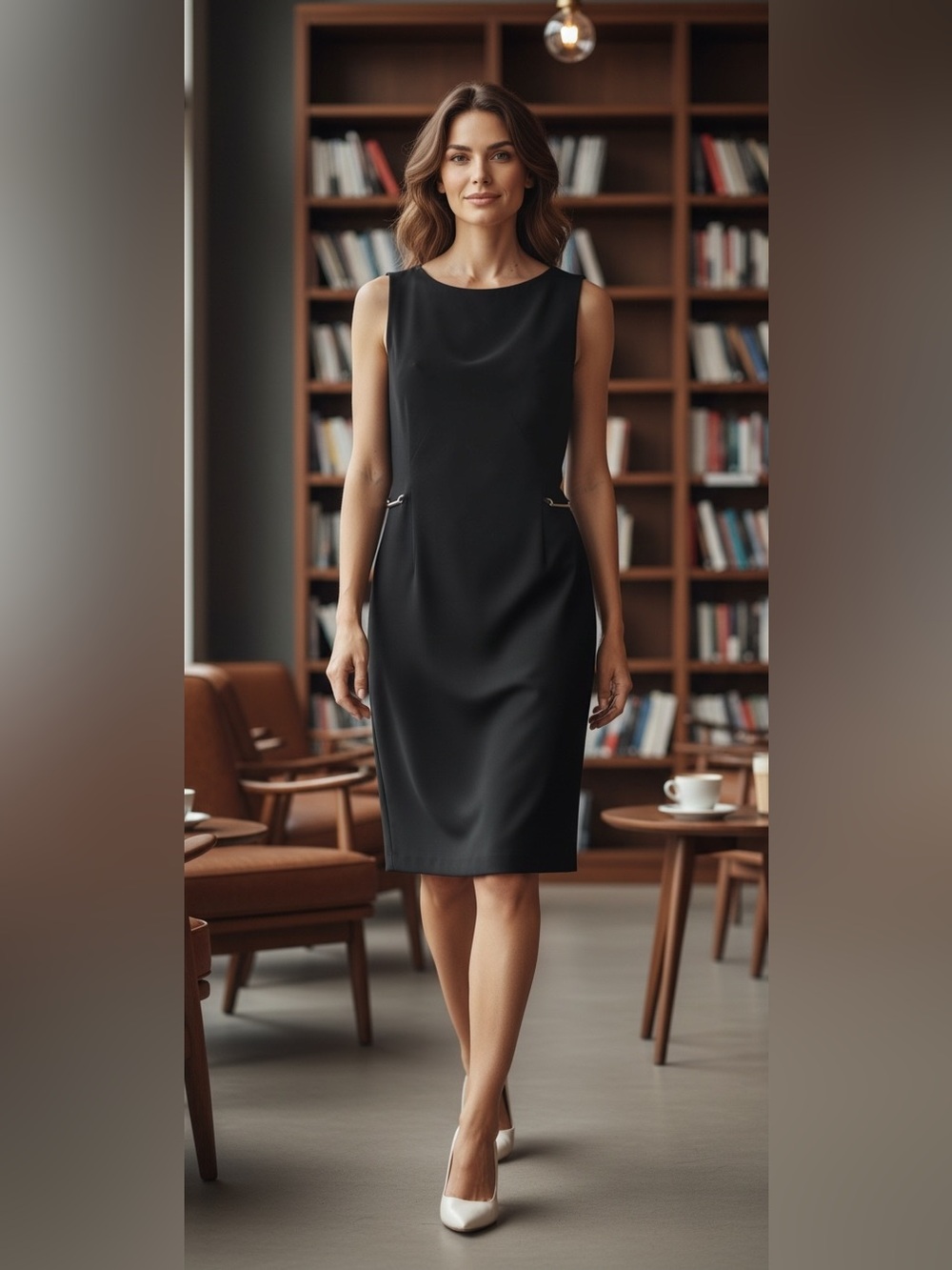 Sleek Black Sleeveless Mini Dress with Side Hardware Accents